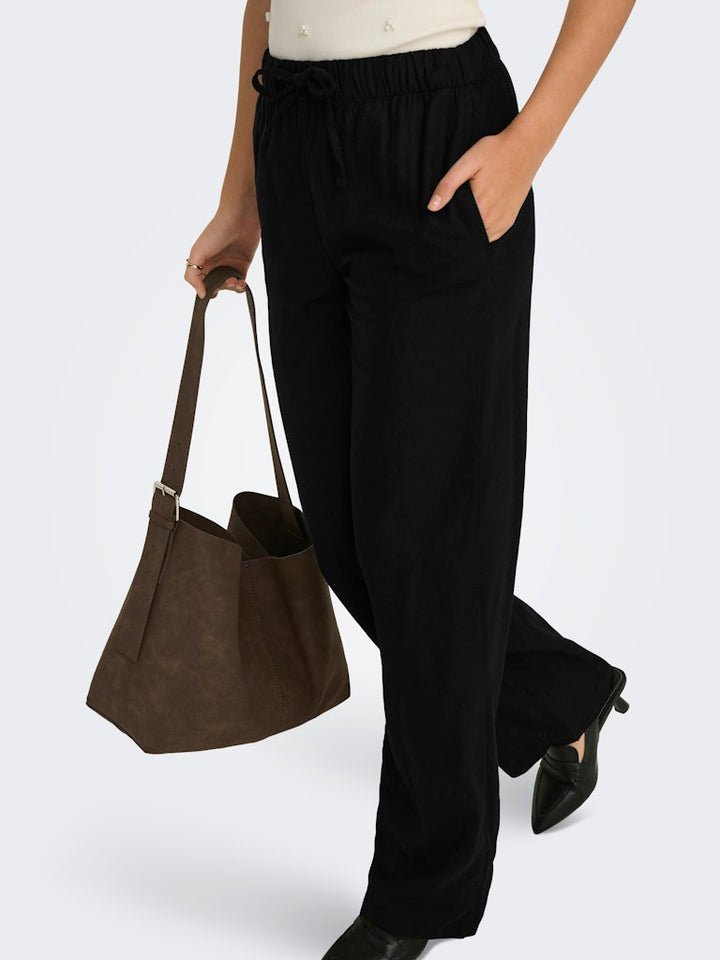Onlgoa Mw Linen Bl Pull-up Pant Cc Pnt - Zwart