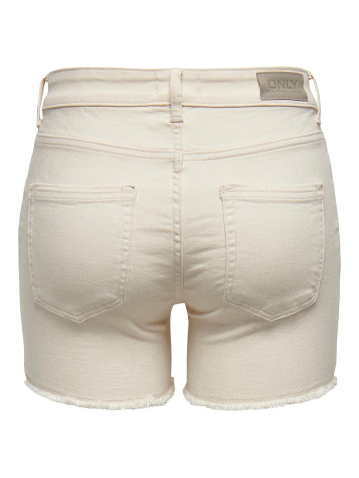 Onlblush  Life Mid Sk Raw Shorts No - Ecru