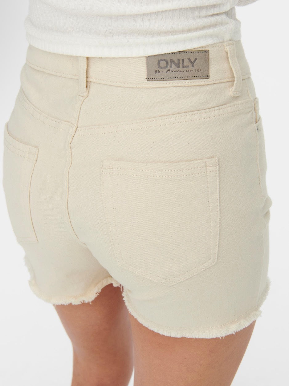 Onlblush  Life Mid Sk Raw Shorts No - Ecru