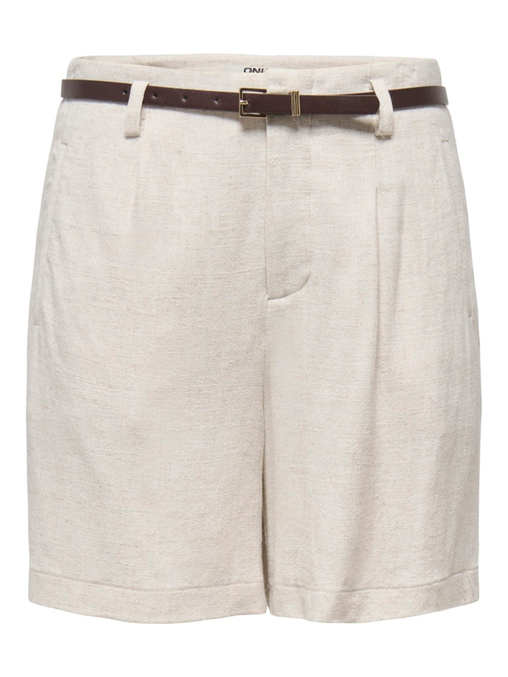Onlsiesta Hw Belt Lin Bl Shorts Pnt Noos - Beige