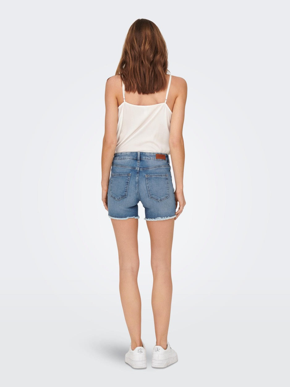 Onlblush Mid Sk Raw Dnm Shorts Noos - Blue Denim