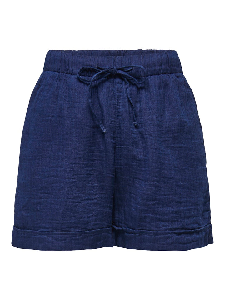 Onlleoni Seersucker Pull Up Shorts Wvn - Navy