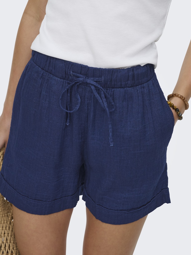 Onlleoni Seersucker Pull Up Shorts Wvn - Navy