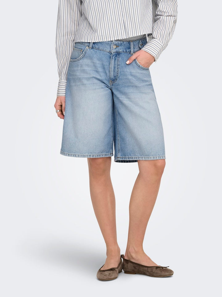 Onlloran Bermuda Shorts Wide Dnm Pim - Blue Denim