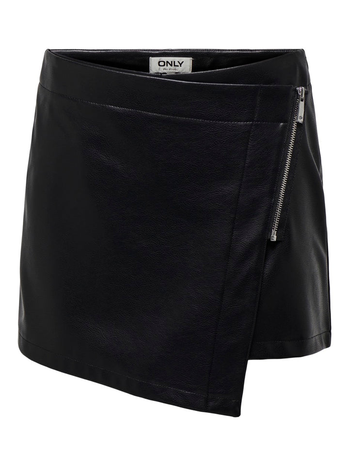 Onlcollie Hw Faux Leather Skort Pnt - Zwart