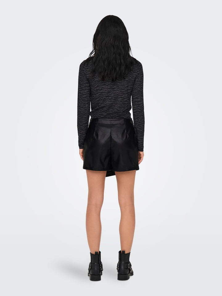 Onlcollie Hw Faux Leather Skort Pnt - Zwart