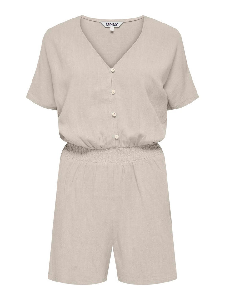 Onlsiesta S/s Linen Bl Playsuit Pnt - Beige