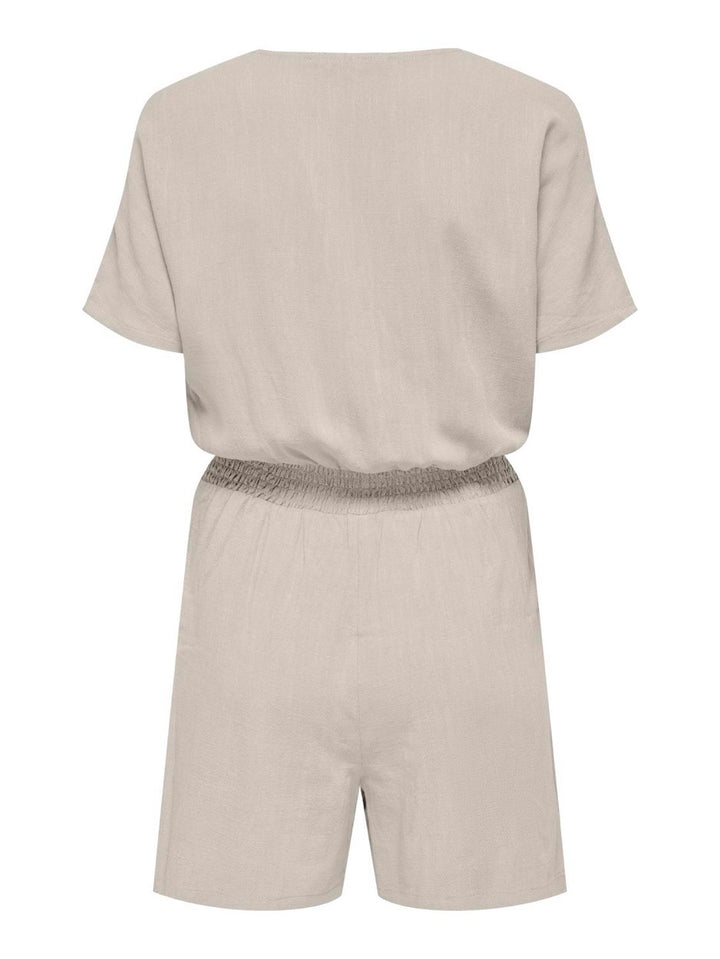 Onlsiesta S/s Linen Bl Playsuit Pnt - Beige