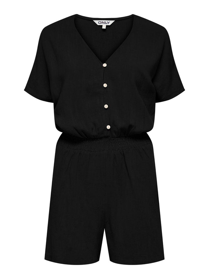 Onlsiesta S/s Linen Bl Playsuit Pnt - Zwart