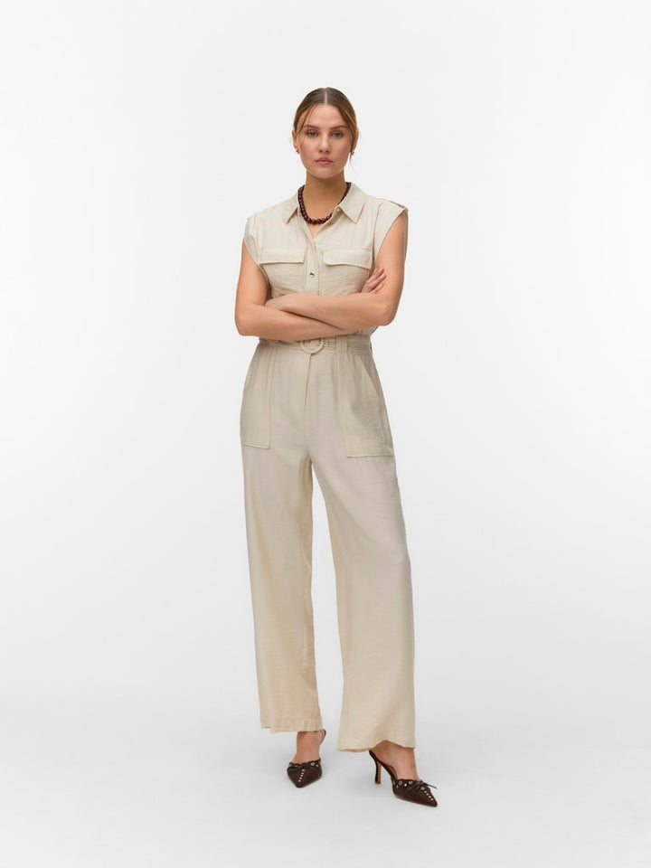 Vmkamaya S/l Jumpsuit Wvn Btq - Beige