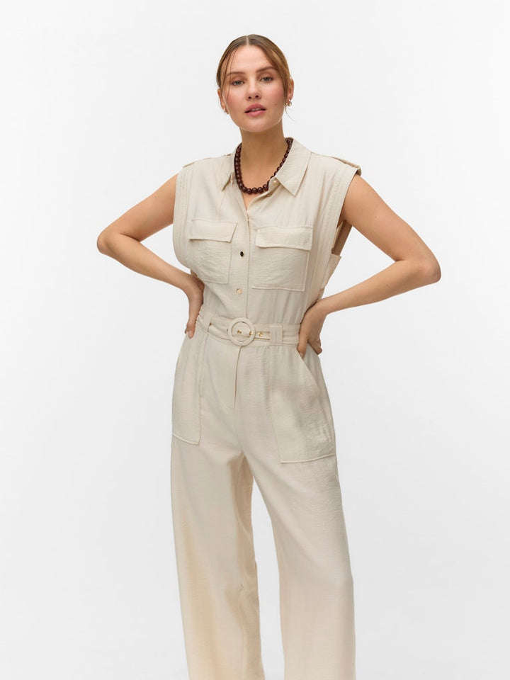 Vmkamaya S/l Jumpsuit Wvn Btq - Beige