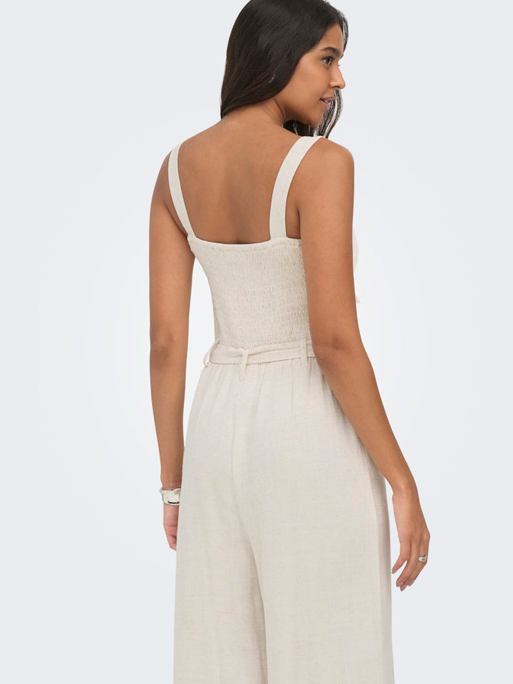 Onlsiesta Linen Bl Belt Jumpsuit Pnt - Beige