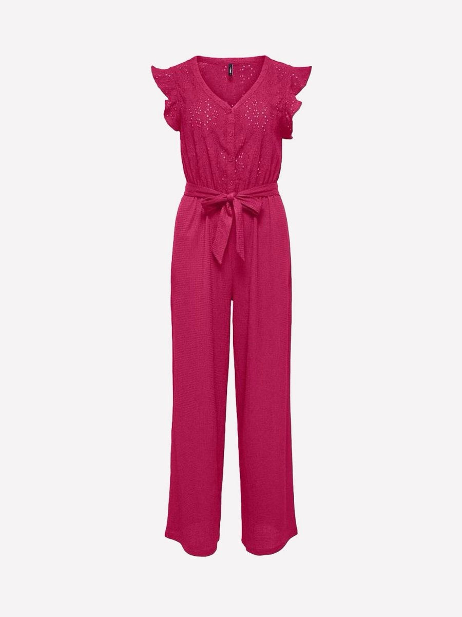 Onlelisa S/l V-neck Jumpsuit Jrs - Fuchsia