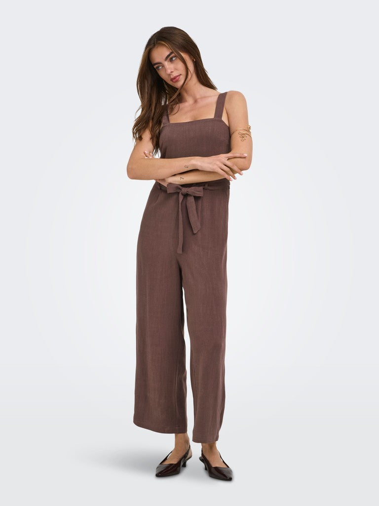 Onlsiesta Linen Bl Belt Jumpsuit Pnt - Bruin