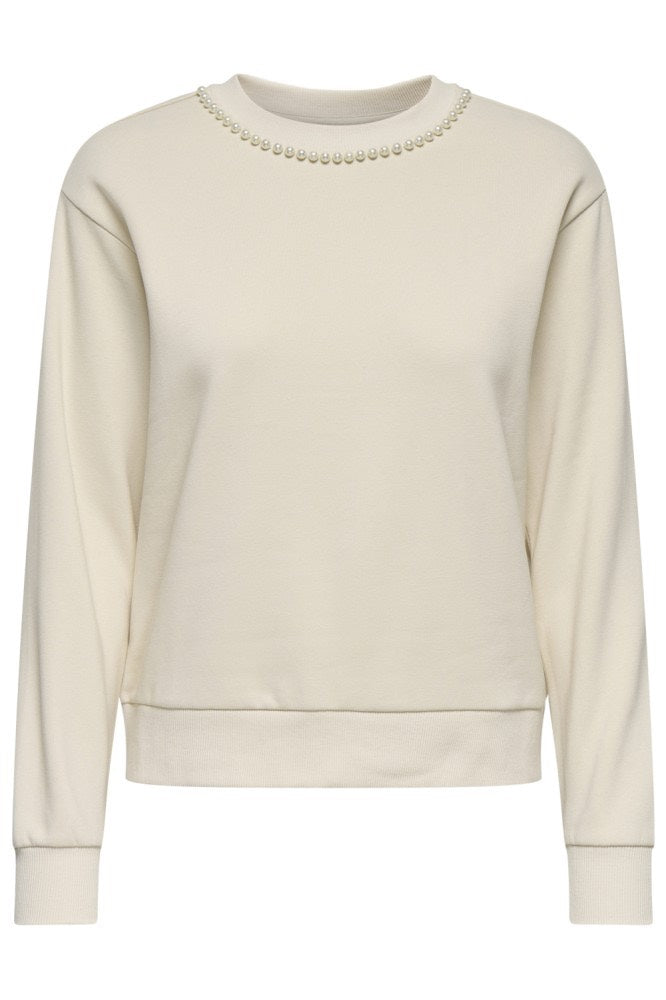 Jdyparis L/s Emb Sweat Jrs - Ecru