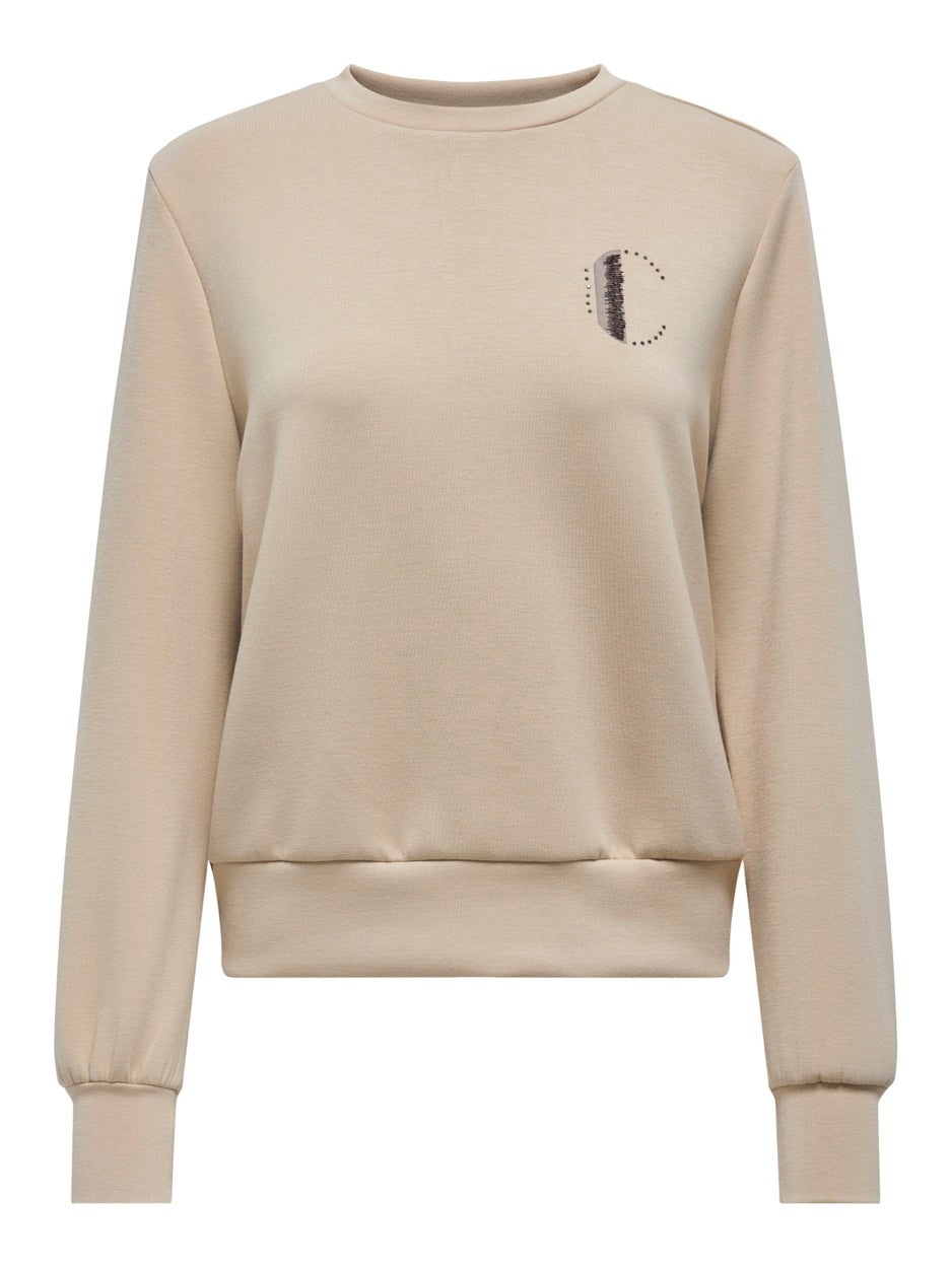 Onlmayra L/s Shine O-neck Swt - Beige