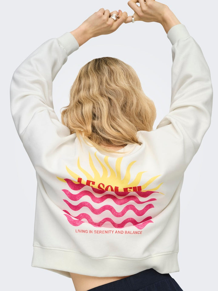 Onlliny L/s O-neck Print Cs Swt - Wit