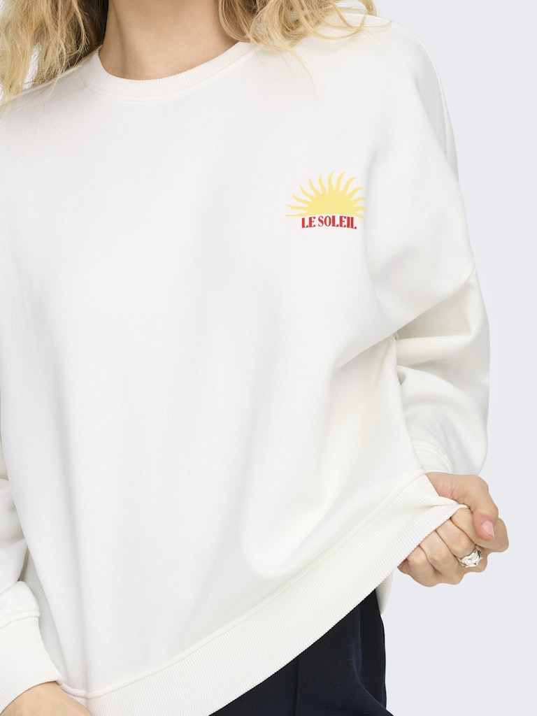 Onlliny L/s O-neck Print Cs Swt - Wit