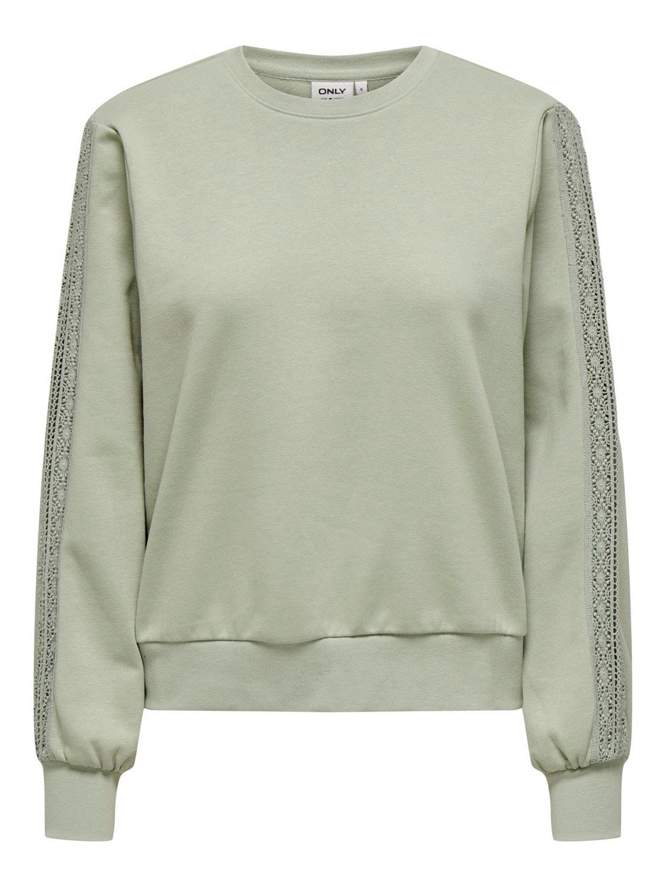 Onlholly L/s O-neck Lace Swt - Mint