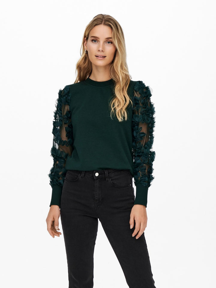 Jdyfairview L/s Sweat Jrs Noos - Donkergroen