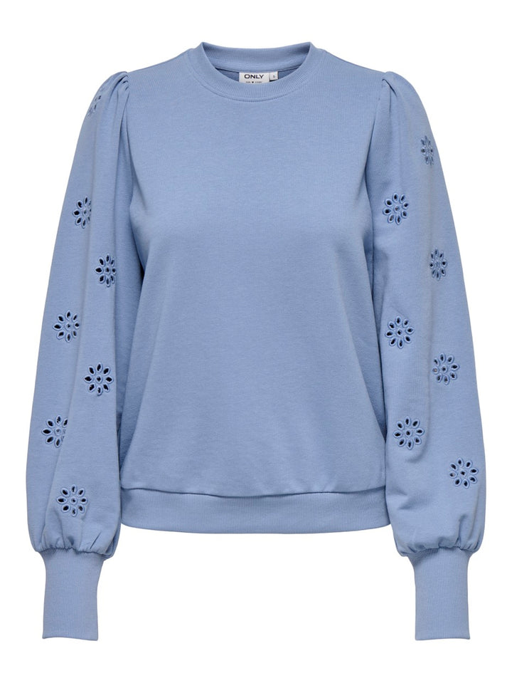 Onlfemme L/s Puff Embroidery Ub Swt - Rafblauw