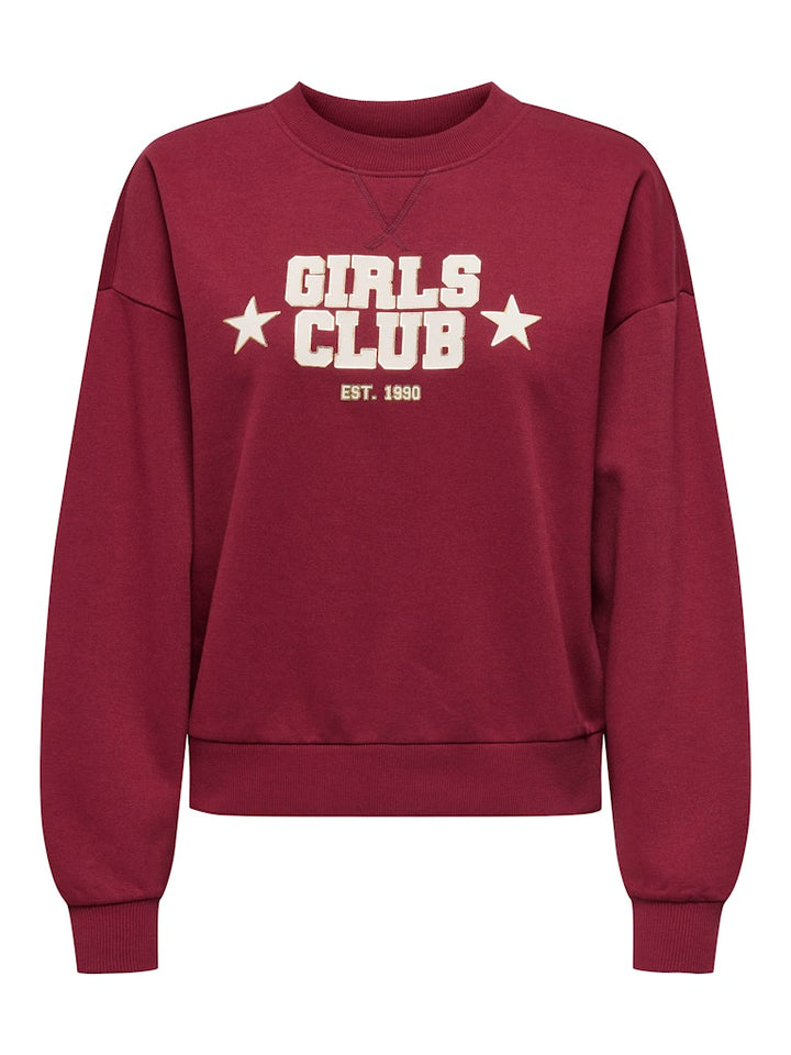 Onljo L/s Print Box Bf Swt - Bordeaux
