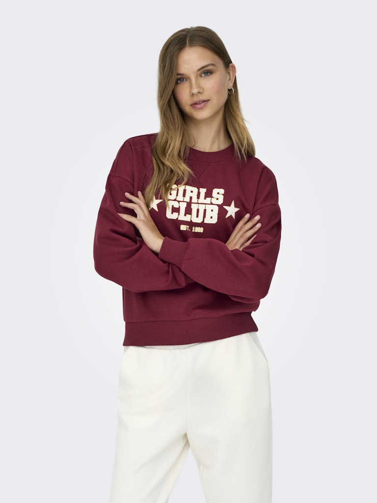 Onljo L/s Print Box Bf Swt - Bordeaux