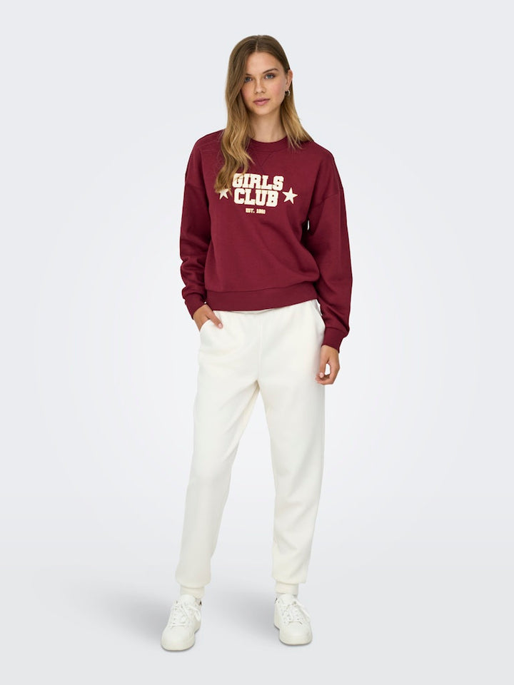Onljo L/s Print Box Bf Swt - Bordeaux