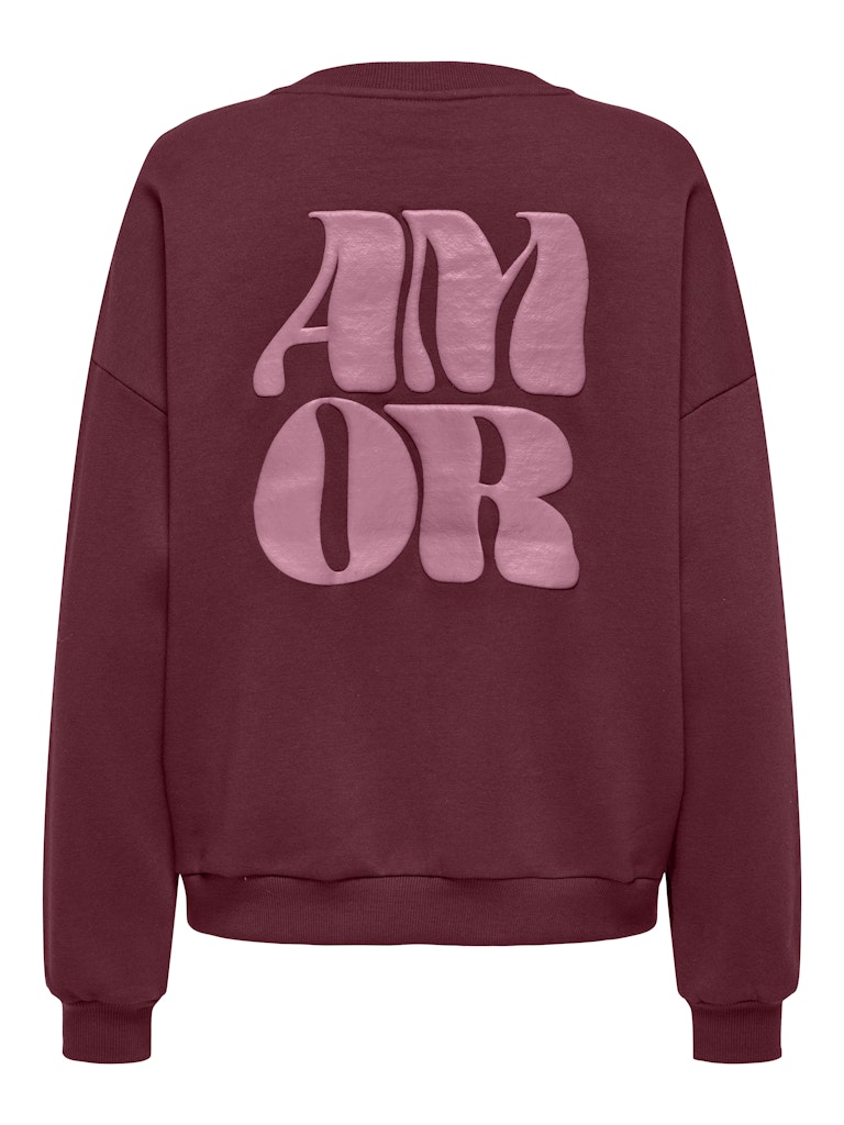 Onlmarey L/s O-neck Print Box Cs Swt - Bordeaux