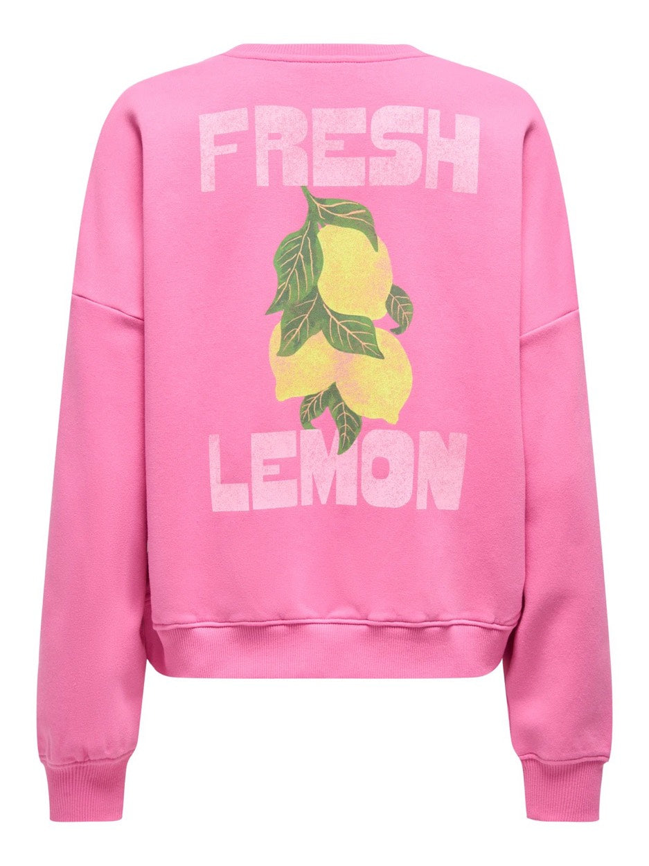 Onlliny L/s O-neck Print Cs Swt - Roze