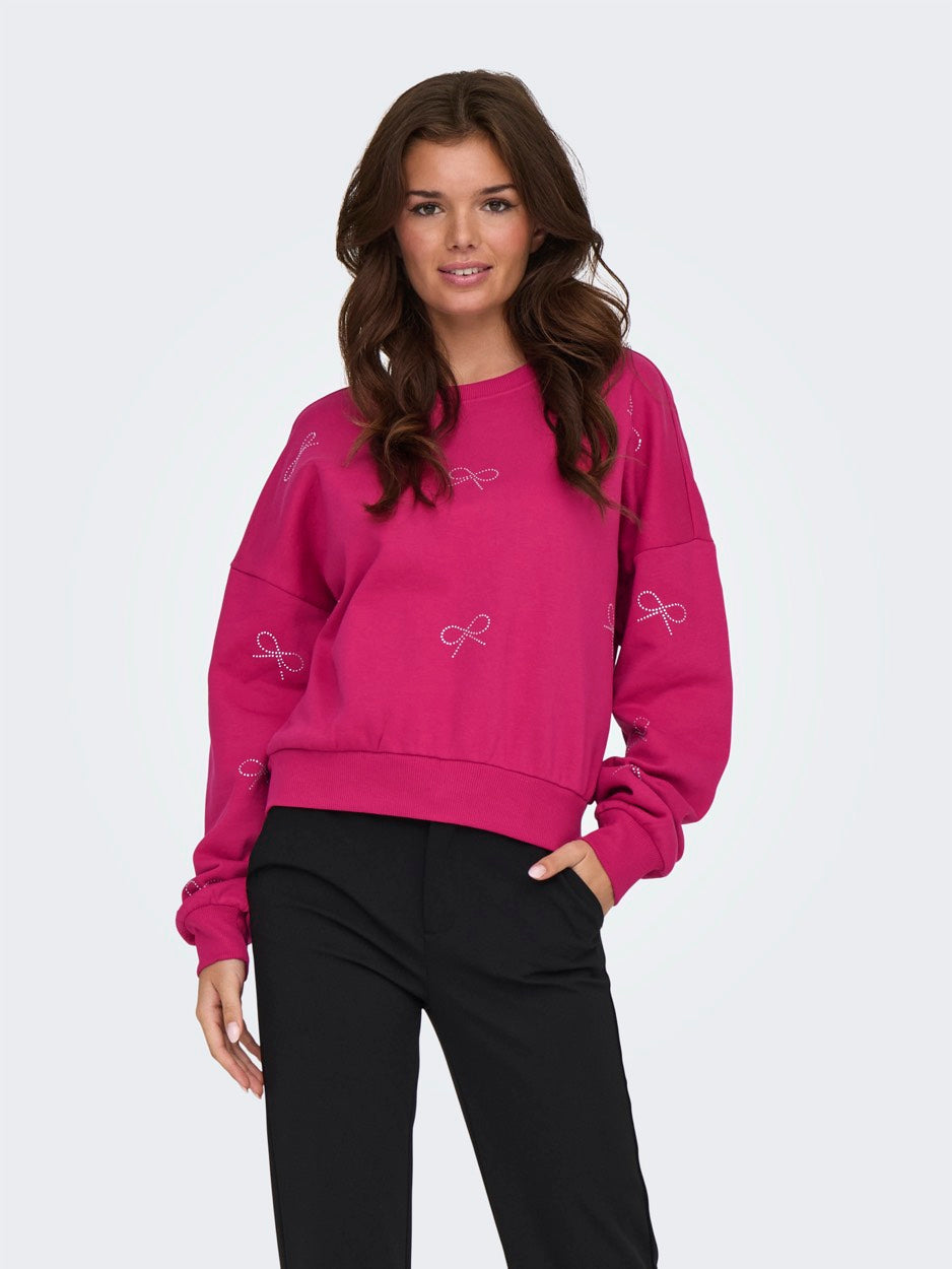 Onlberit L/s O-neck Swt - Fuchsia