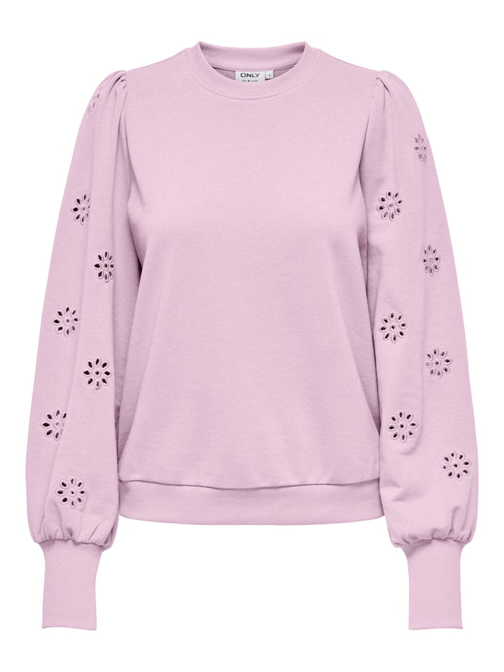 Onlfemme L/s Puff Embroidery Ub Swt - Licht Roze