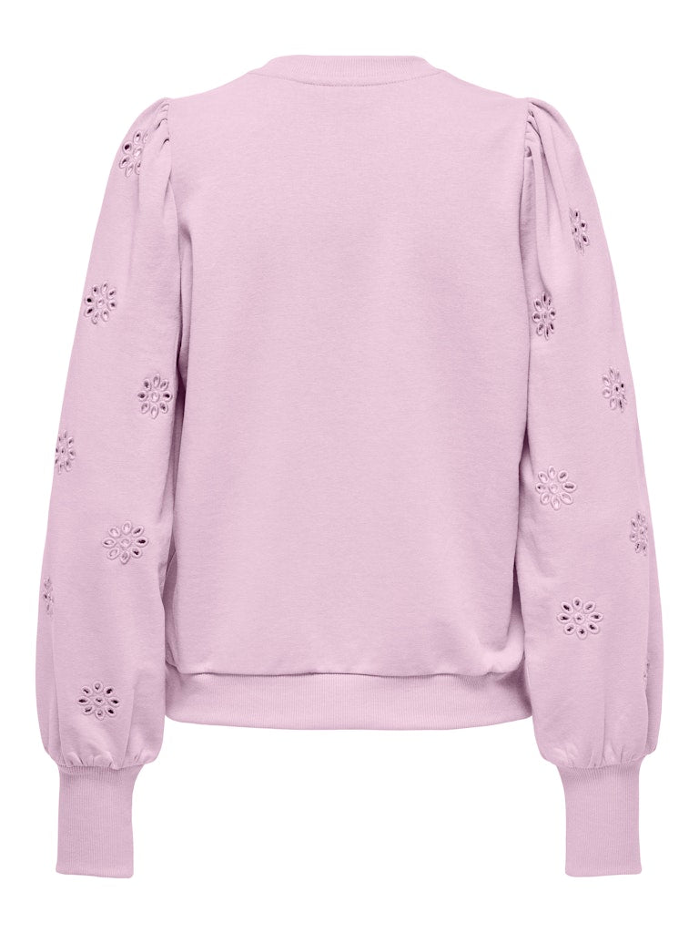 Onlfemme L/s Puff Embroidery Ub Swt - Licht Roze