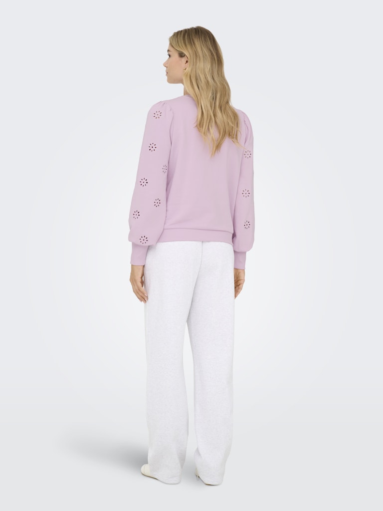 Onlfemme L/s Puff Embroidery Ub Swt - Licht Roze