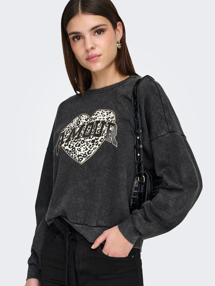 Onllauren Life L/s Animal O-neck Cc Swt - Zwart