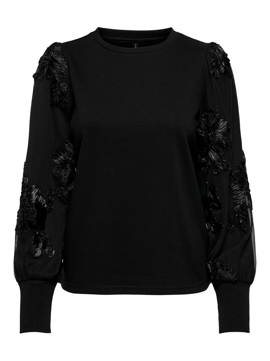 Onlrosanna L/s O-neck Mix Cs Swt - Zwart