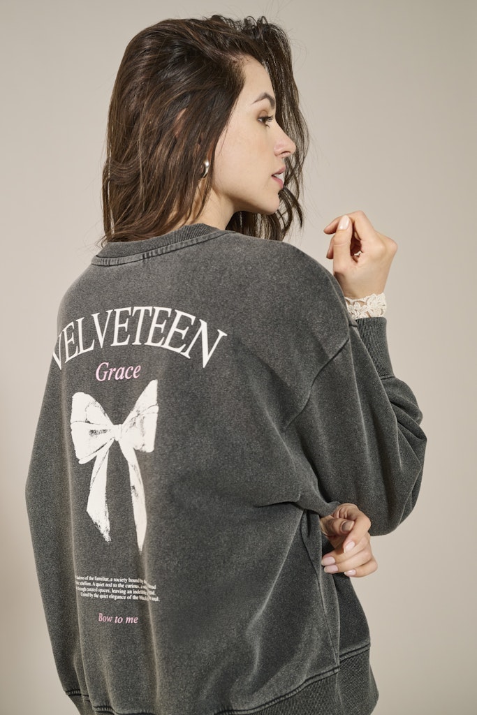 Onllucinda Bow L/s O-neck Box Swt - Antraciet