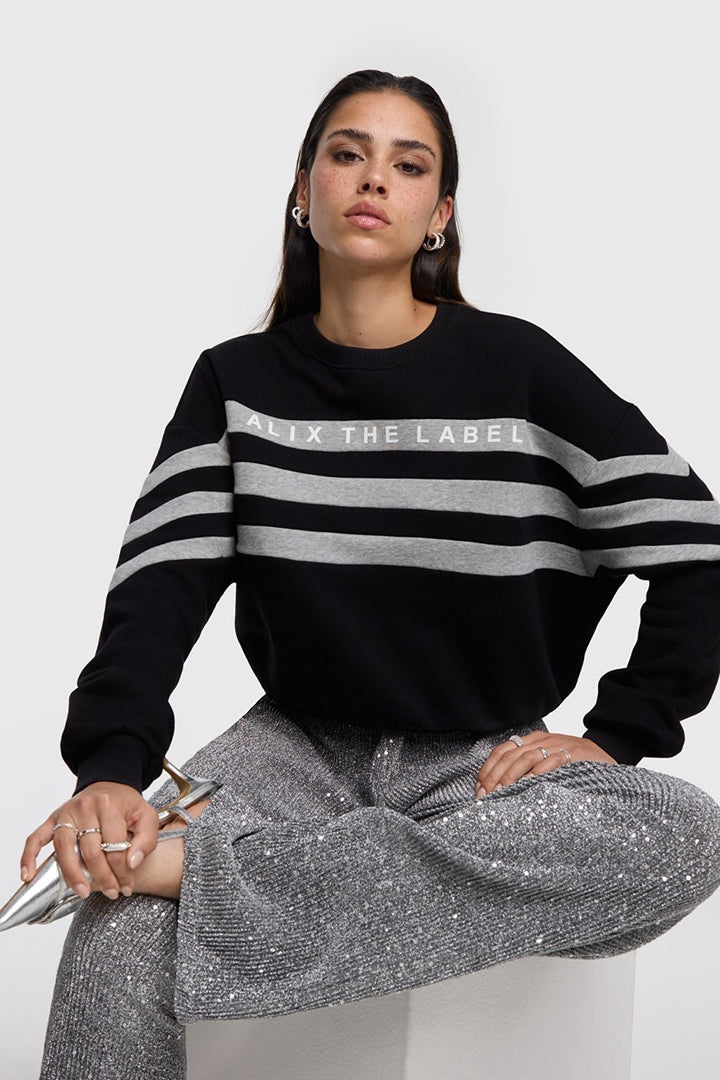 Cropped Sweater - Zwart Dessin