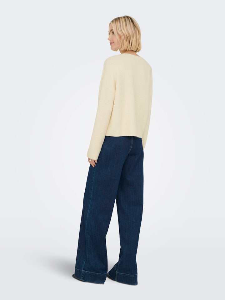 Onlkatia Ls Structure O-neck Cc Knt - Off-white