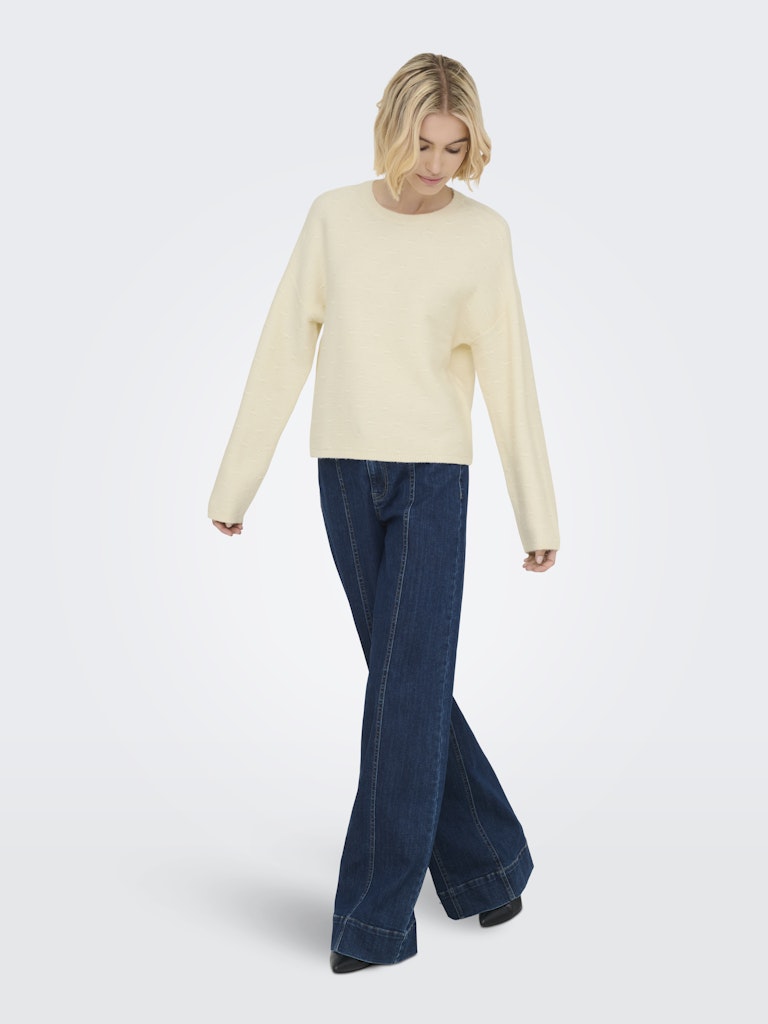 Onlkatia Ls Structure O-neck Cc Knt - Off-white