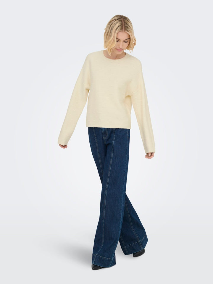 Onlkatia Ls Structure O-neck Cc Knt - Off-white