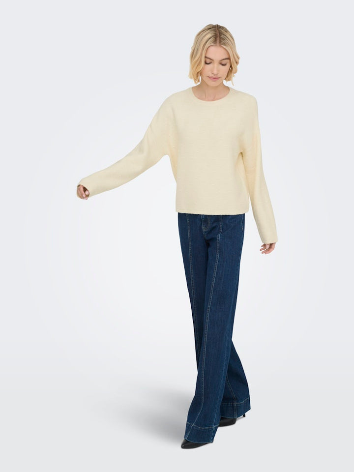 Onlkatia Ls Structure O-neck Cc Knt - Off-white