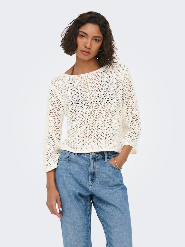 Kdymika 3/4 Boat Neck Pullover - Off-white