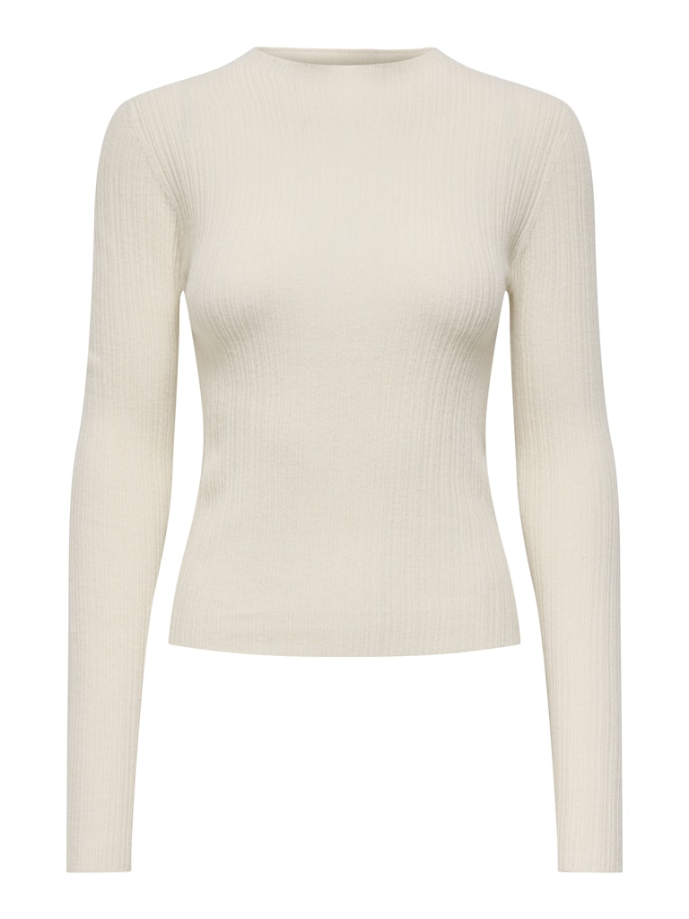 Onlcoco Life Ls Rib Mock Neck Cc Knt - Ecru