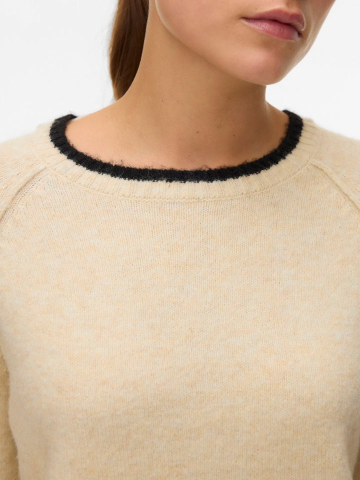 Vmaquarius Ls O-neck Raglan Pullover Bf - Ecru