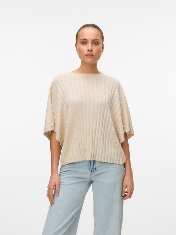 Vmbarbados Ss V-back Pullover Ga Se - Zand