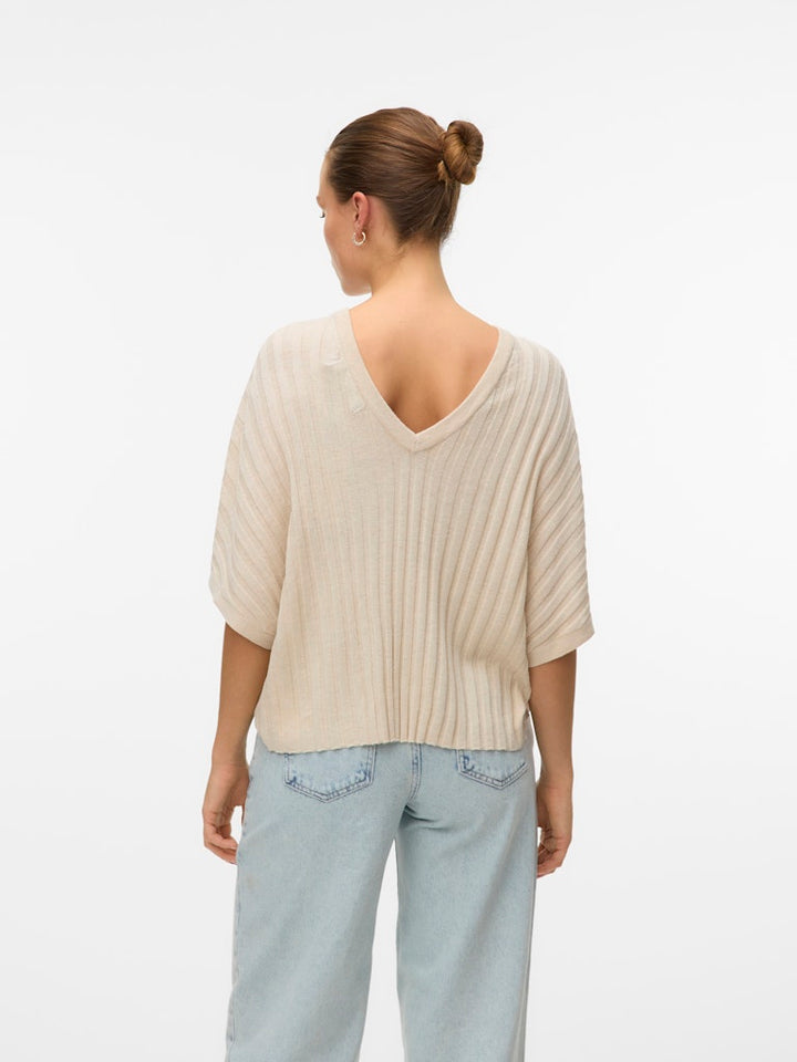 Vmbarbados Ss V-back Pullover Ga Se - Zand