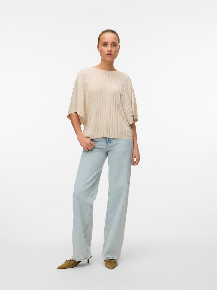 Vmbarbados Ss V-back Pullover Ga Se - Zand