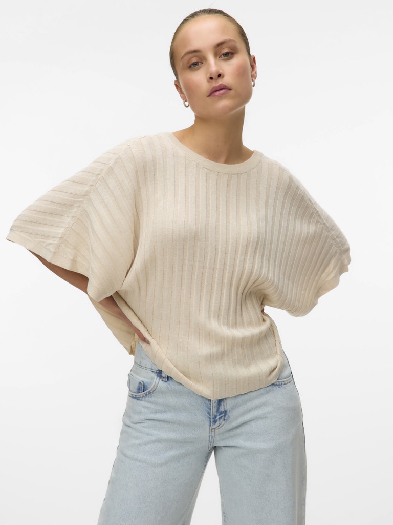 Vmbarbados Ss V-back Pullover Ga Se - Zand