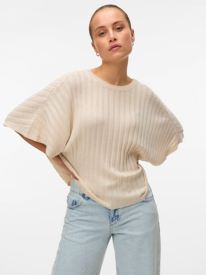 Vmbarbados Ss V-back Pullover Ga Se - Zand